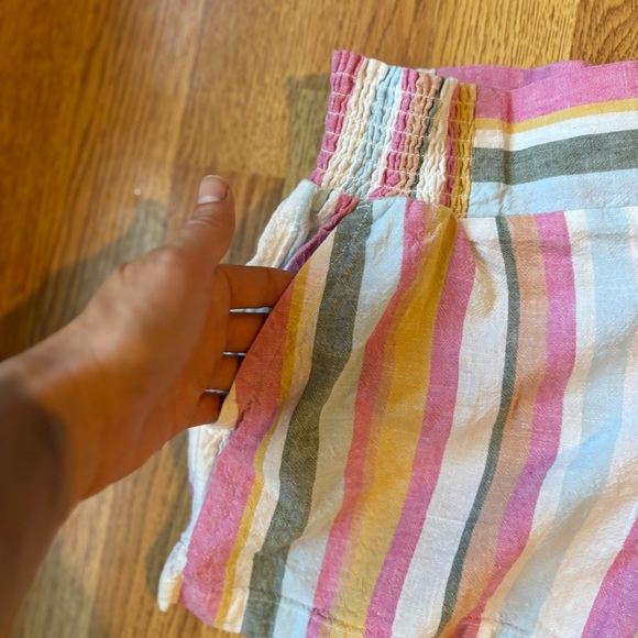 Roxy womens colorful striped shorts pockets pink green beachy linen cotton S - Picture 9 of 11
